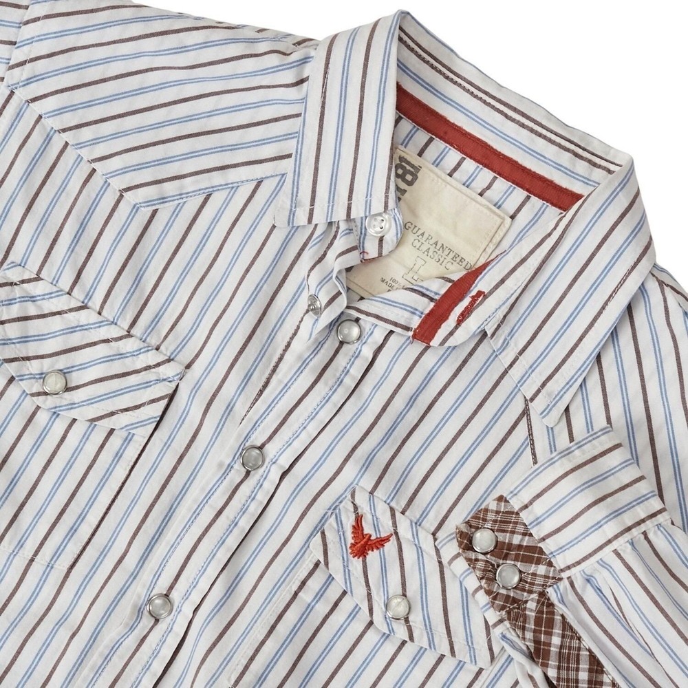 VTG Company 81 Striped Western Shirt‎ Mens L Classic Fit Pearl Snap long sleeve